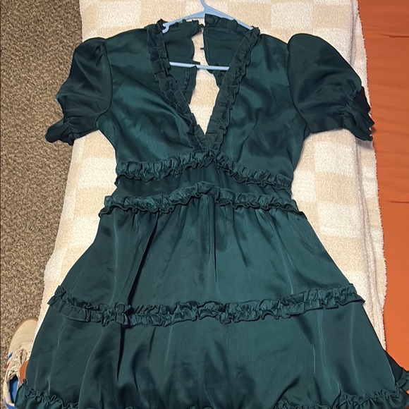 Black Puff Sleeve Wrap Mini Dress - Picture 5 of 6